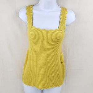 Moth by Anthropologie Yellow Knit Tank Top X Small